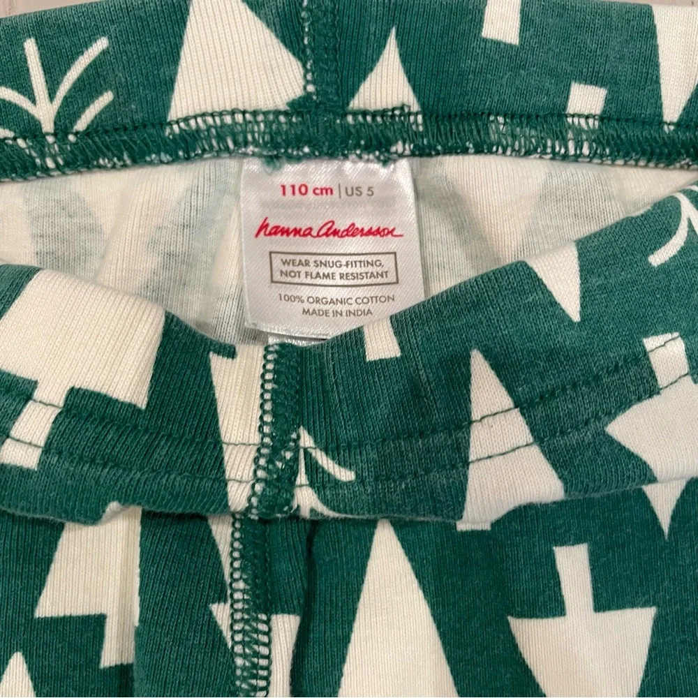 Hanna Andersson Holiday HannaJams Long John Pajama Set (Winter Green) Size 110 5